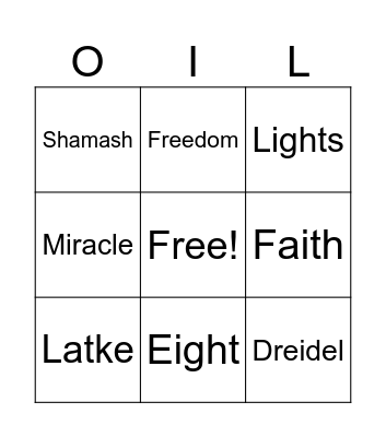 Hannukah Bingo Card