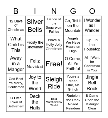 Christmas Song Bingo Card