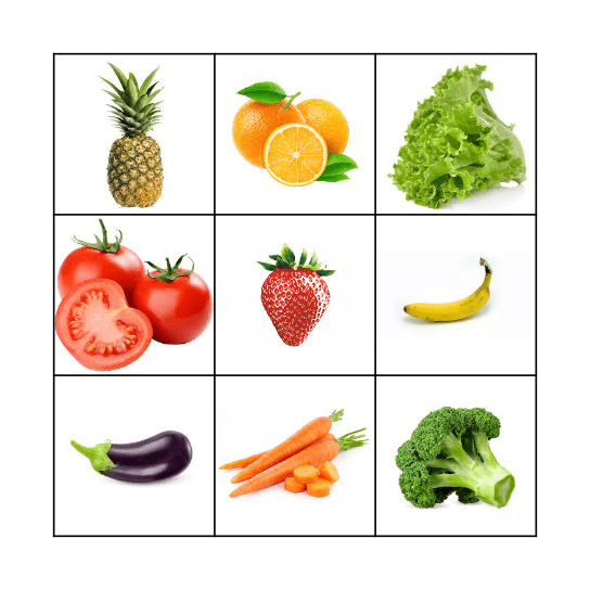 Fruits and Vegetables Bingo Card