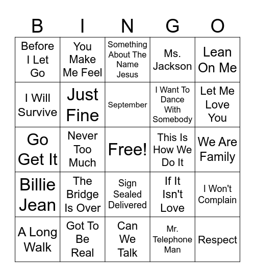 Music Bingo Card