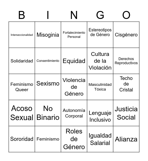 Bingo Feminista Bingo Card