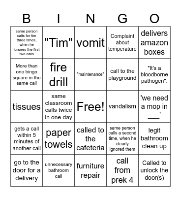 Mr. Tim Bingo Card