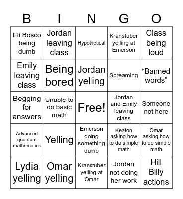 Mr kranstuber p7 bingo Card