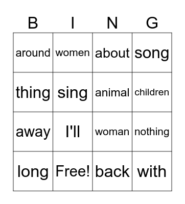 word list module 2 Bingo Card