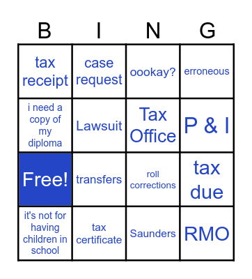 Tax/RMO Xmas Luncheon Bingo Card