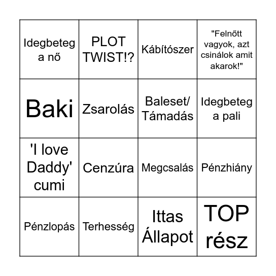 Családi Titkok BINGO Card