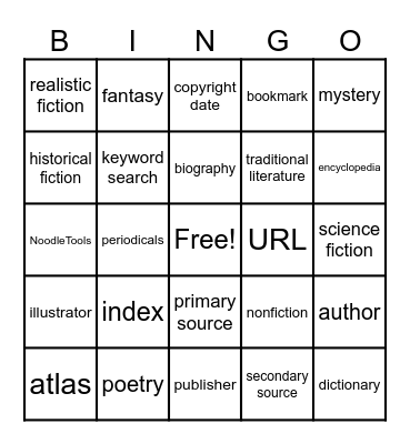 Library Lingo Bingo Card