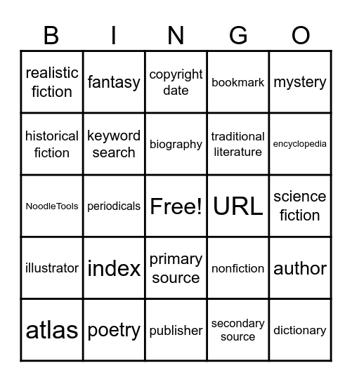 Library Lingo Bingo Card