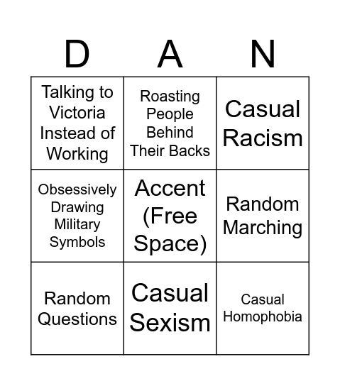 Daniel Bingo Card