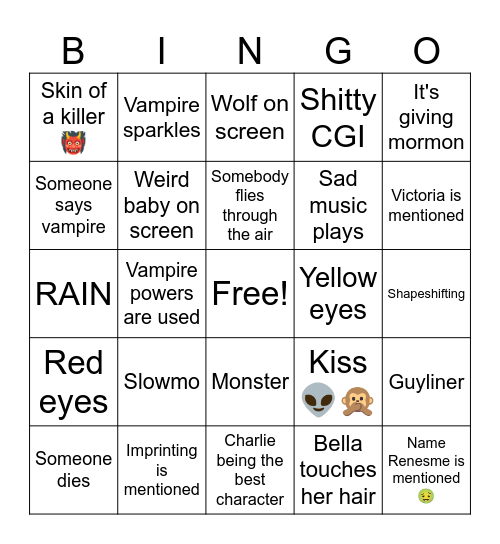 Twilighto Bingo Card