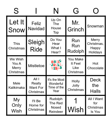 Christmas SINGO! Bingo Card