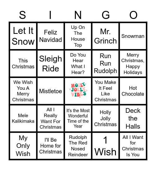 Christmas SINGO! Bingo Card