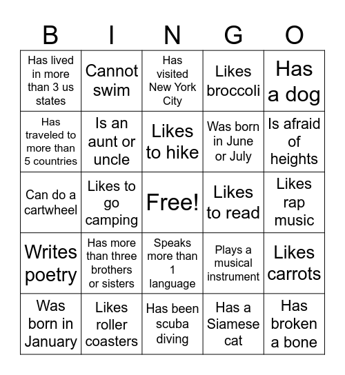 Find Someone Who... Bingo Card