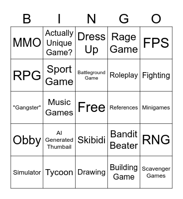 Roblox Thumbnail / Gameplay Binbo Bingo Card