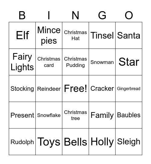 Christmas Bingo!!! Bingo Card