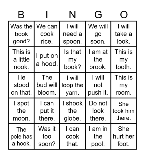 Reading Fluency 6.24-25 Bingo Card