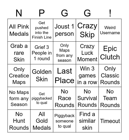 The Fall Guys 2024 Bingo Card Bingo Card