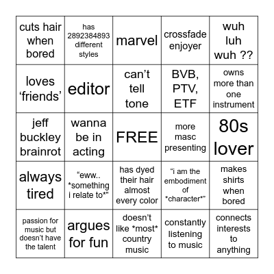 brit bingo :3 Bingo Card