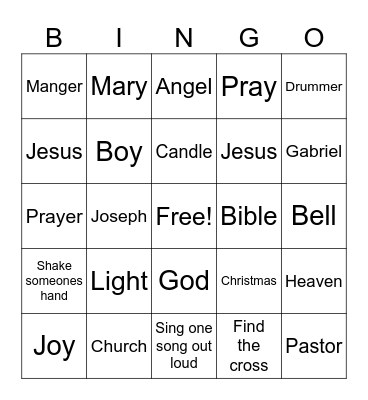 Church Bingo Card