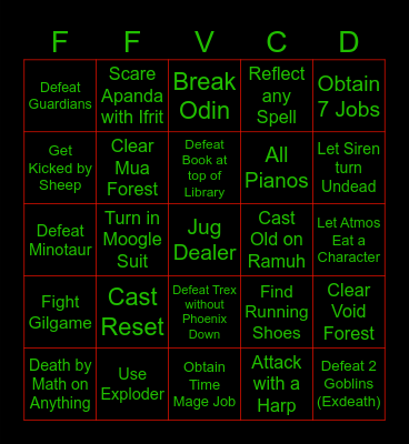 FF5 Bingo Card