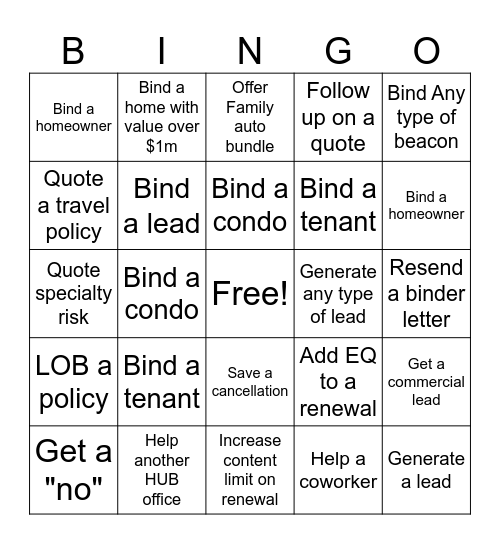 Valleyview Bingo! Bingo Card