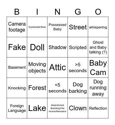 Spooky Bingo Card