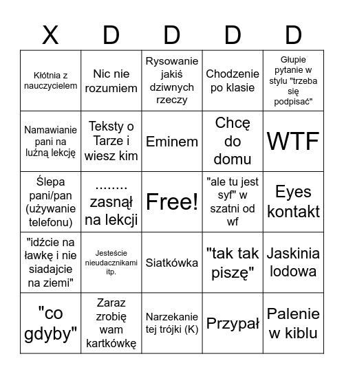 Lekcję - szkoła Bingo Card