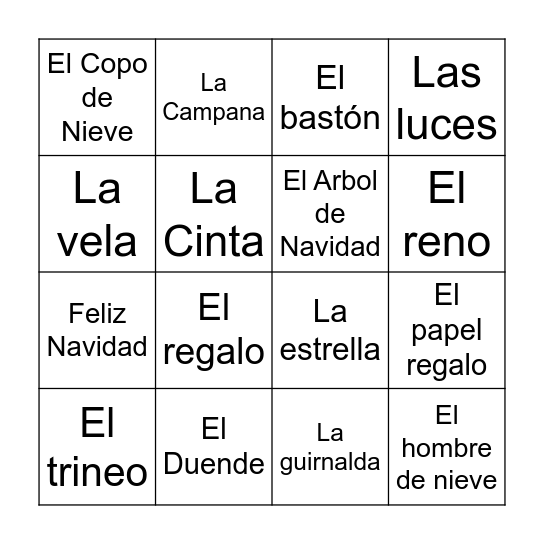 La Navidad Bingo Card