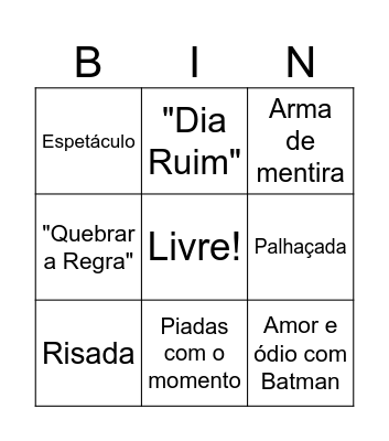 Bingo Coringa Bingo Card