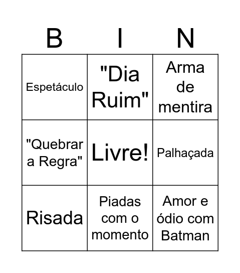 Bingo Coringa Bingo Card