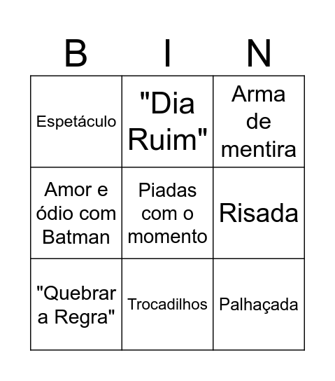 Bingo Coringa Bingo Card