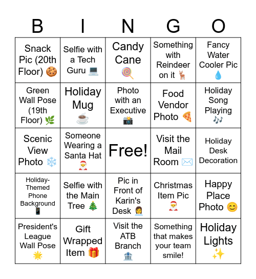 ATB Place Holiday BINGO Card