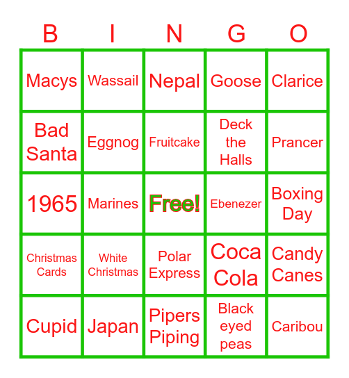 HOLIDAY BINGO Card