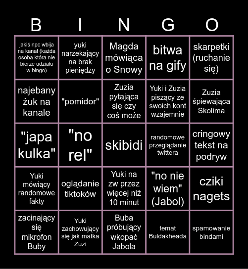 Dziękujemy Beyonce Bingo Card