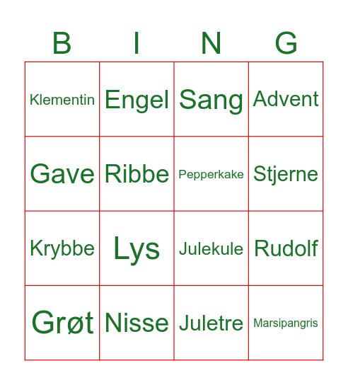 JULEBINGO Card