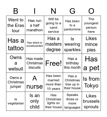 English Language Class Bingo Card