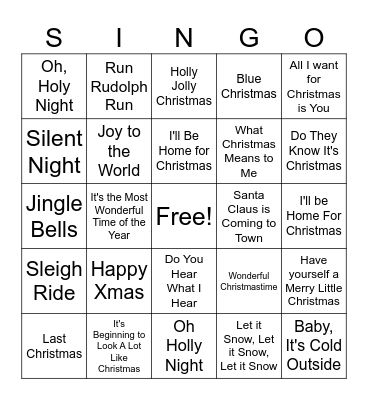 CHRISTMAS SINGO Bingo Card