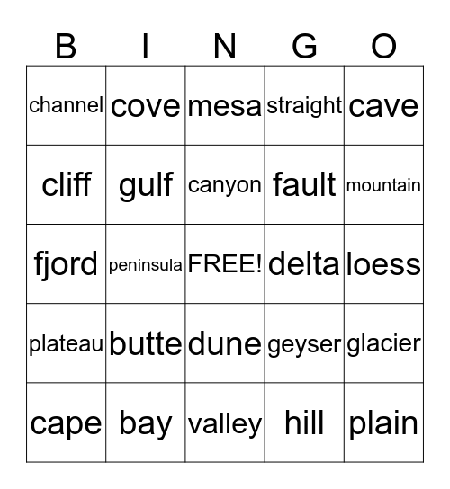GEO BINGO Card