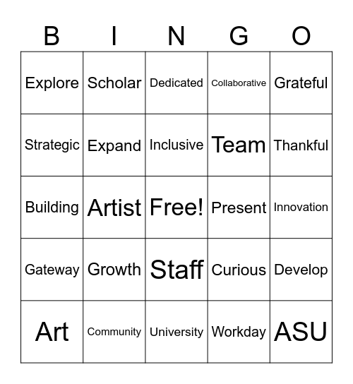 SOA Staff Bingo Card