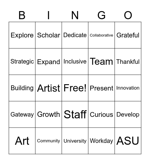 SOA Staff Bingo Card