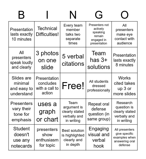 TMP Bingo! Bingo Card