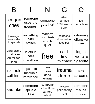 reagan's basement bingo Card