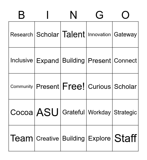 SOA Staff Bingo Card