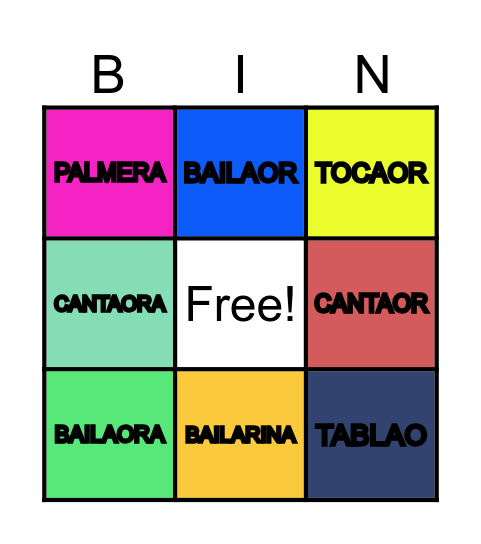 BINGO DEL FANDANGO Bingo Card