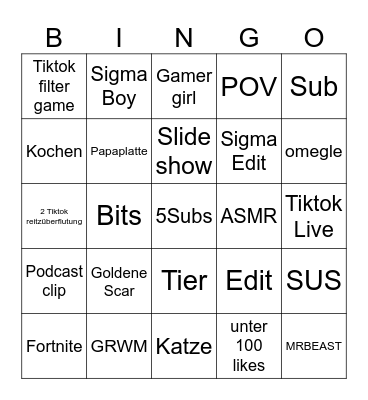 Untitled Bingo Card