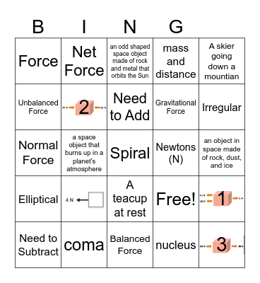 Net Force Bingo Card