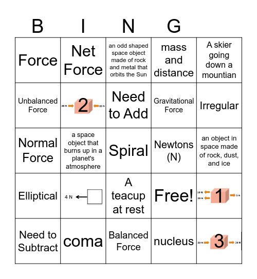 Net Force Bingo Card