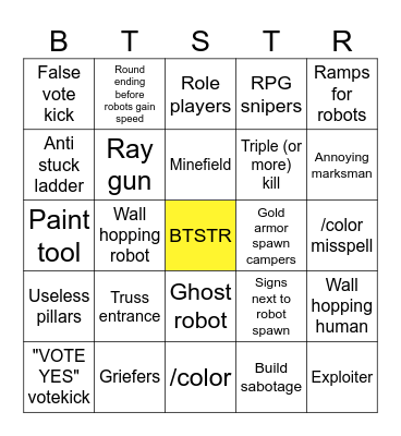 BTSTR Bingo Card