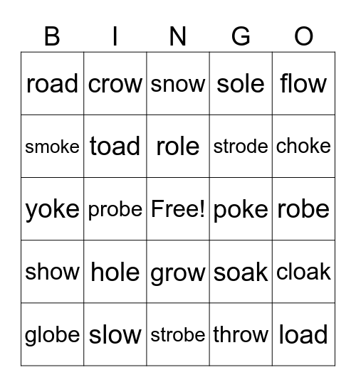 Rhyming Bingo Card