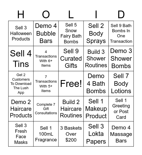 Team Holiday Sales Bingo! Bingo Card